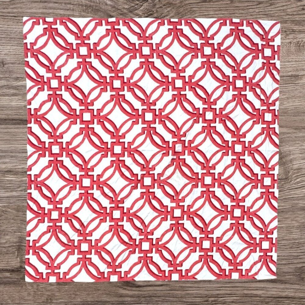 Brunschwig & Fil 54" x 54"  Salvy Print Fabric Ruby Red Geometric Summer Palace